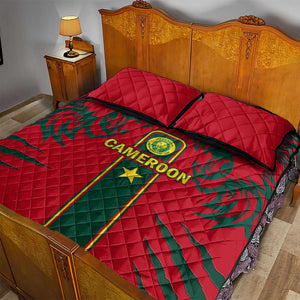 Cameroon Football Quilt Bed Set 2024 African Nations Go Champions Lion Style