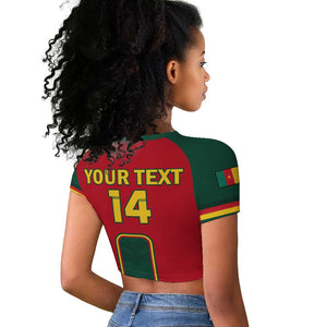 Custom Cameroon Football Raglan Cropped T shirt 2024 African Nations Go Champions Lion Style