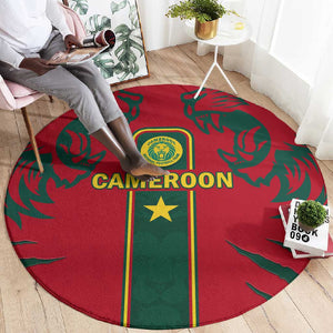 Cameroon Football Round Carpet 2024 African Nations Go Champions Lion Style