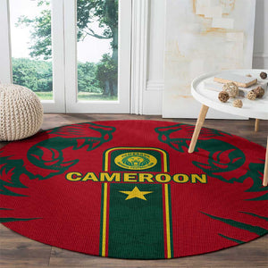 Cameroon Football Round Carpet 2024 African Nations Go Champions Lion Style