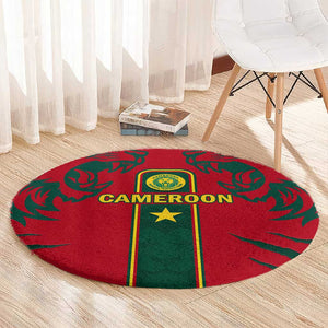 Cameroon Football Round Carpet 2024 African Nations Go Champions Lion Style