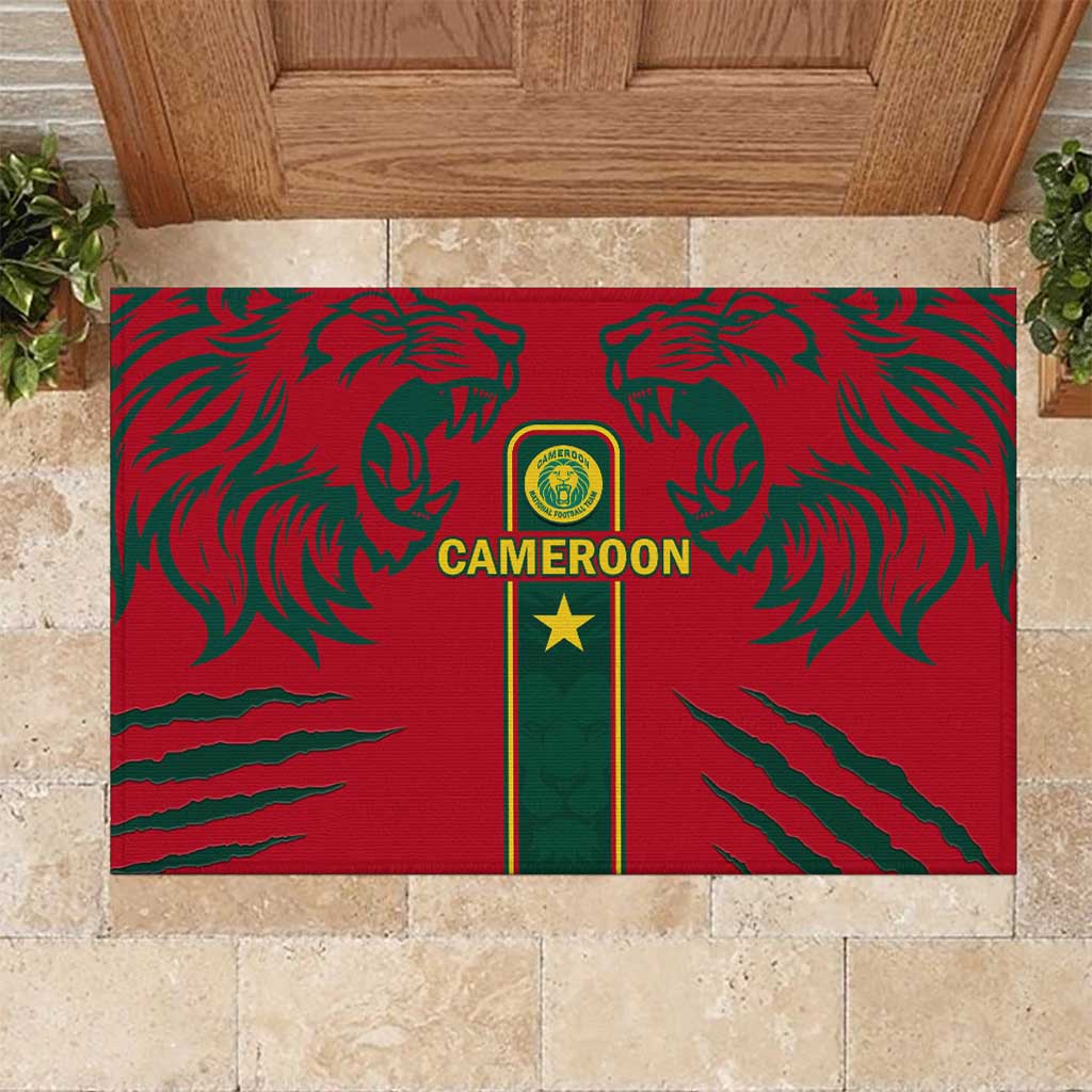 Cameroon Football Rubber Doormat 2024 African Nations Go Champions Lion Style