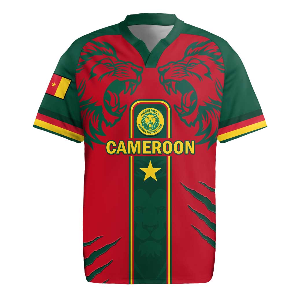 Custom Cameroon Football Rugby Jersey 2024 African Nations Go Champions Lion Style