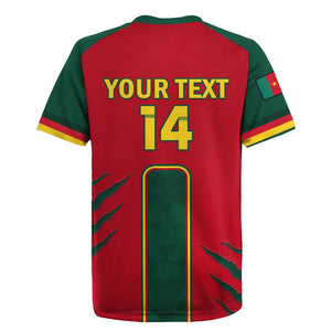 Custom Cameroon Football Rugby Jersey 2024 African Nations Go Champions Lion Style