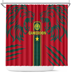 Cameroon Football Shower Curtain 2024 African Nations Go Champions Lion Style