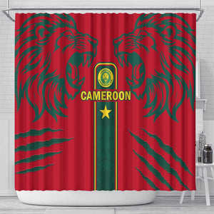 Cameroon Football Shower Curtain 2024 African Nations Go Champions Lion Style