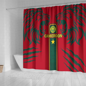 Cameroon Football Shower Curtain 2024 African Nations Go Champions Lion Style