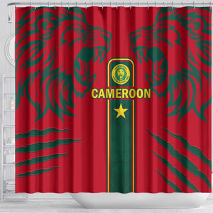 Cameroon Football Shower Curtain 2024 African Nations Go Champions Lion Style