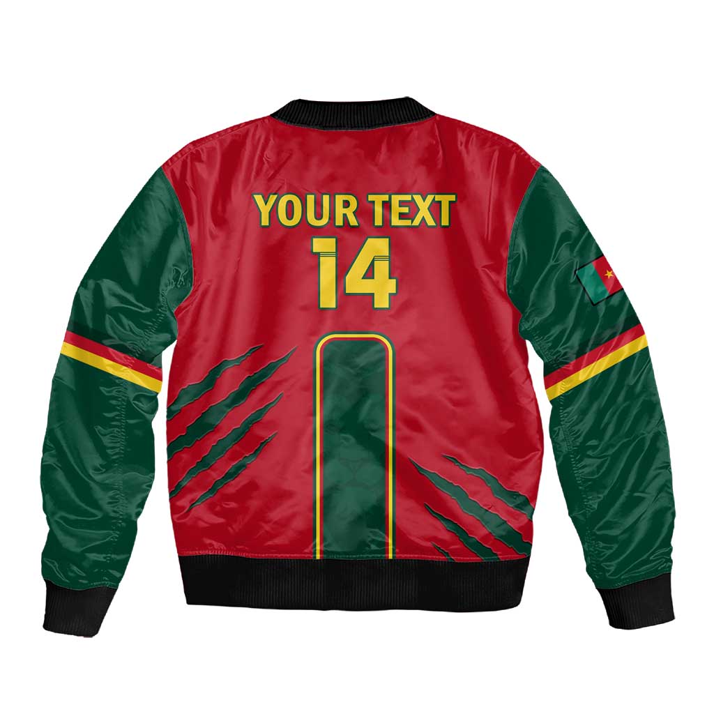 Custom Cameroon Football Sleeve Zip Bomber Jacket 2024 African Nations Go Champions Lion Style