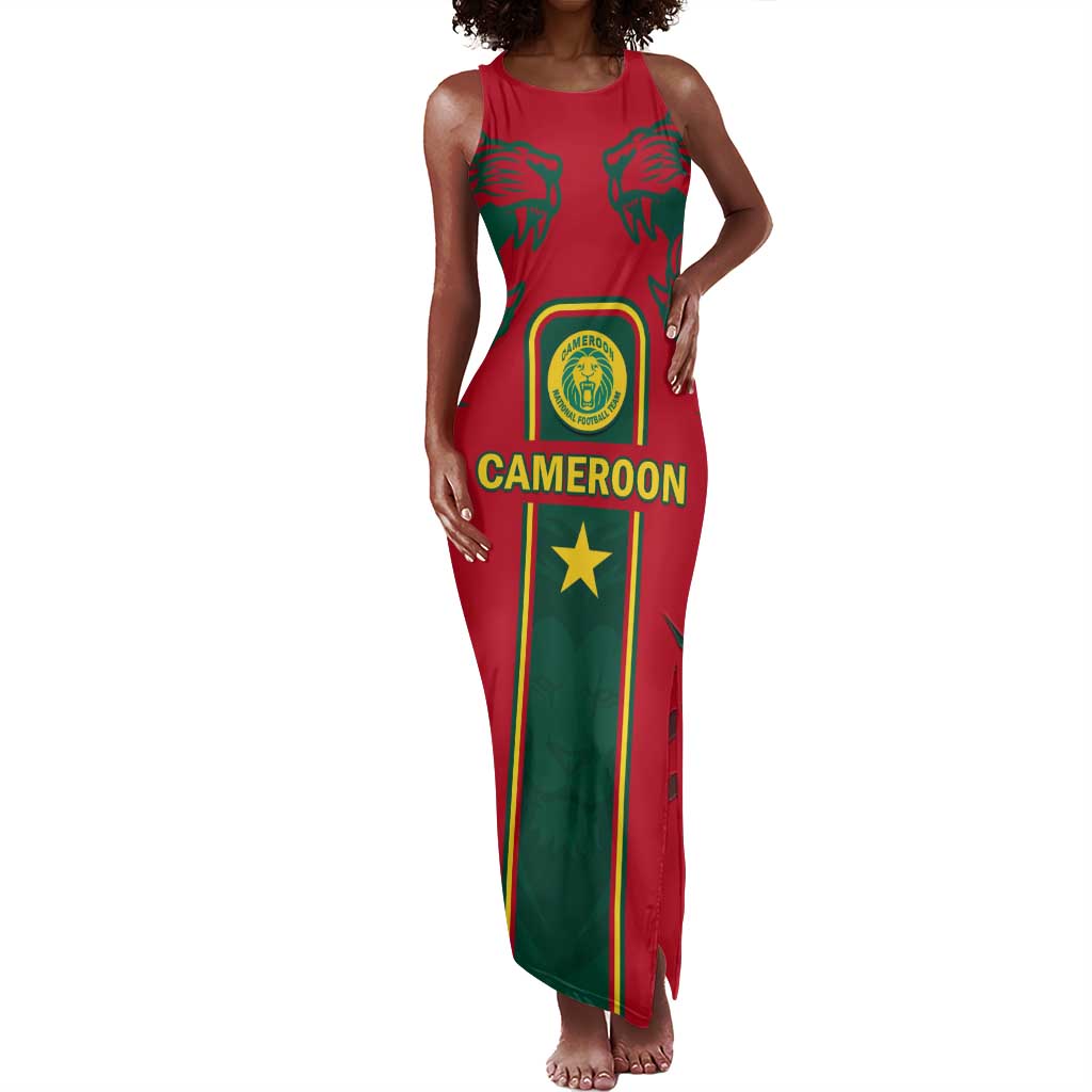 Custom Cameroon Football Tank Maxi Dress 2024 African Nations Go Champions Lion Style