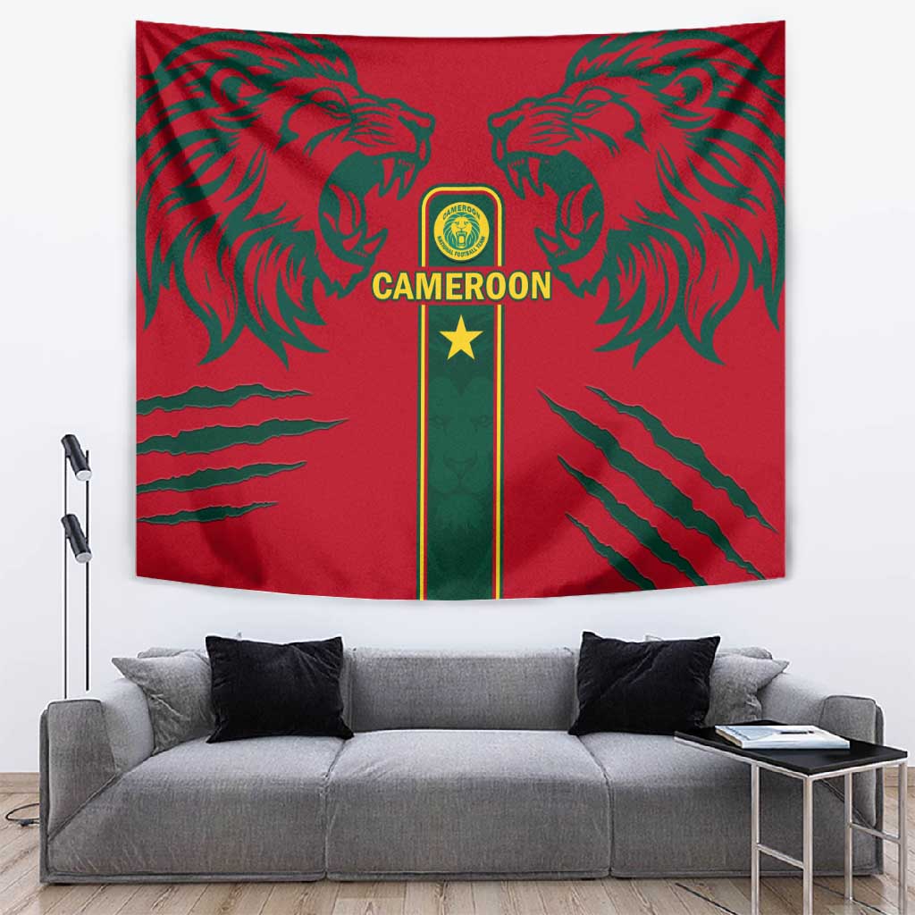 Cameroon Football Tapestry 2024 African Nations Go Champions Lion Style