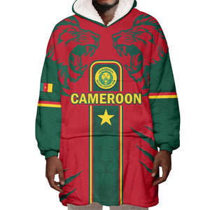 Custom Cameroon Football Wearable Blanket Hoodie 2024 African Nations Go Champions Lion Style