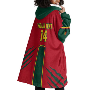 Custom Cameroon Football Wearable Blanket Hoodie 2024 African Nations Go Champions Lion Style