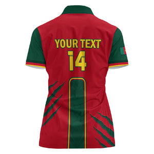 Custom Cameroon Football Women Polo Shirt 2024 African Nations Go Champions Lion Style