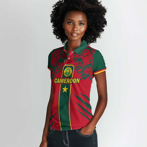 Custom Cameroon Football Women Polo Shirt 2024 African Nations Go Champions Lion Style