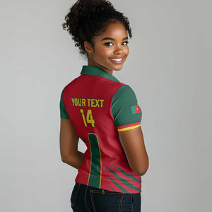 Custom Cameroon Football Women Polo Shirt 2024 African Nations Go Champions Lion Style