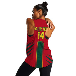 Custom Cameroon Football Women Racerback Tank 2024 African Nations Go Champions Lion Style