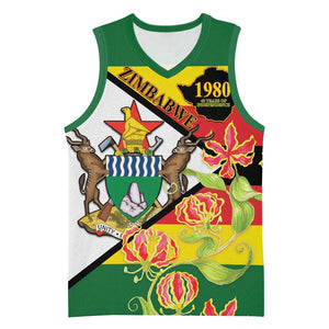 Nyika yeZimbabwe Basketball Jersey Happy Independence Day - Flame Lily Flowers LT14