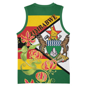 Nyika yeZimbabwe Basketball Jersey Happy Independence Day - Flame Lily Flowers LT14