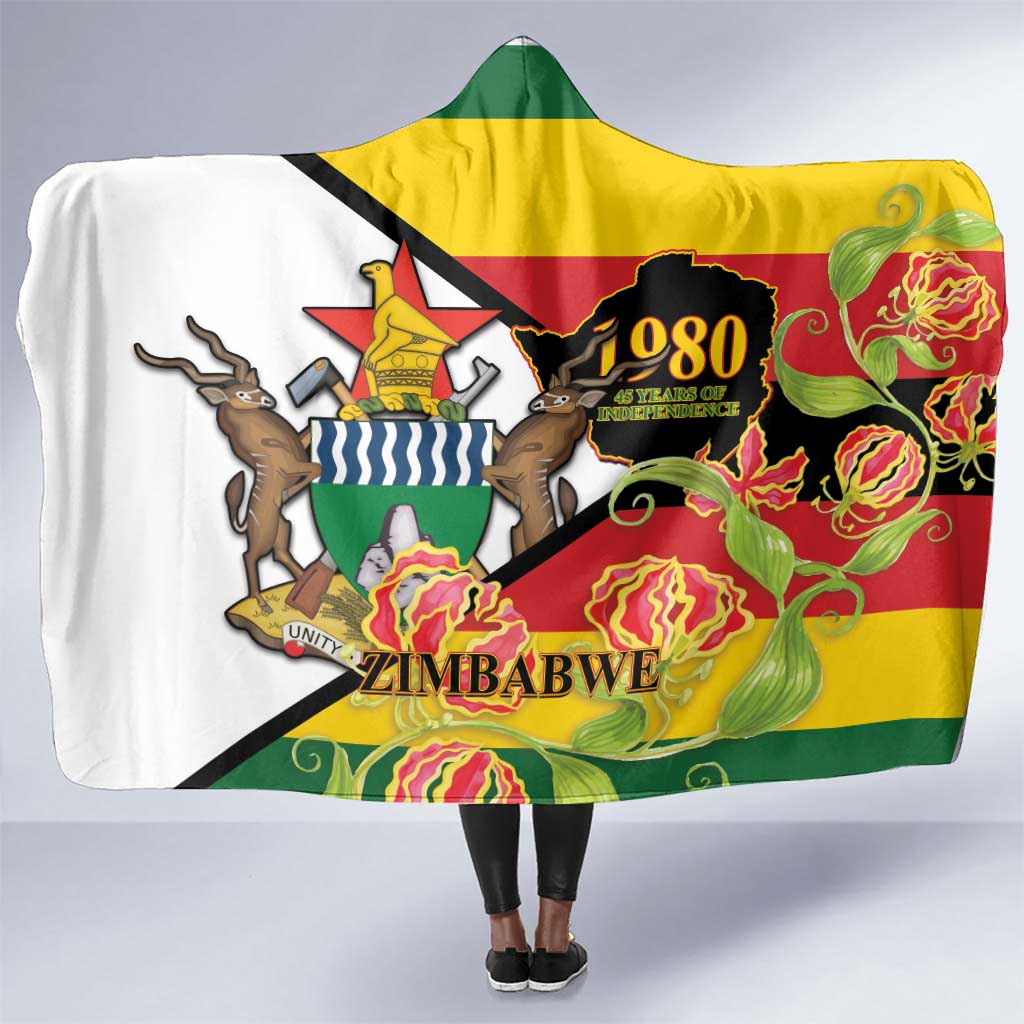 Nyika yeZimbabwe Hooded Blanket Happy Independence Day - Flame Lily Flowers