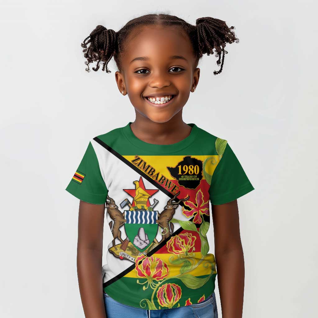Nyika yeZimbabwe Kid T shirt Happy Independence Day - Flame Lily Flowers