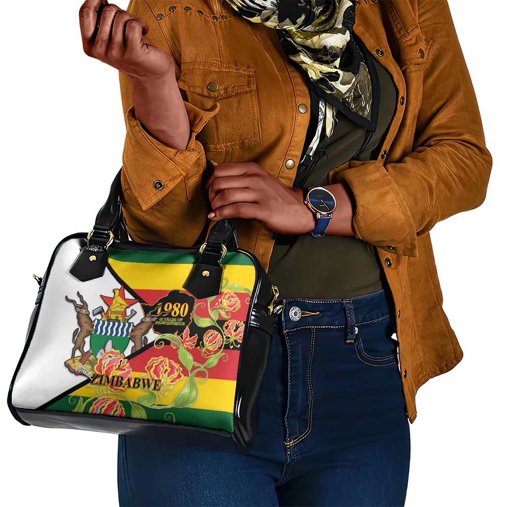 Nyika yeZimbabwe Shoulder Handbag Happy Independence Day - Flame Lily Flowers