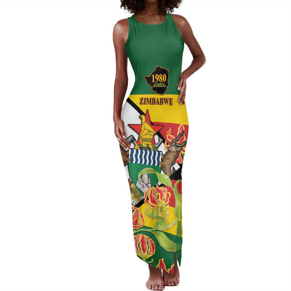 Nyika yeZimbabwe Tank Maxi Dress Happy Independence Day - Flame Lily Flowers