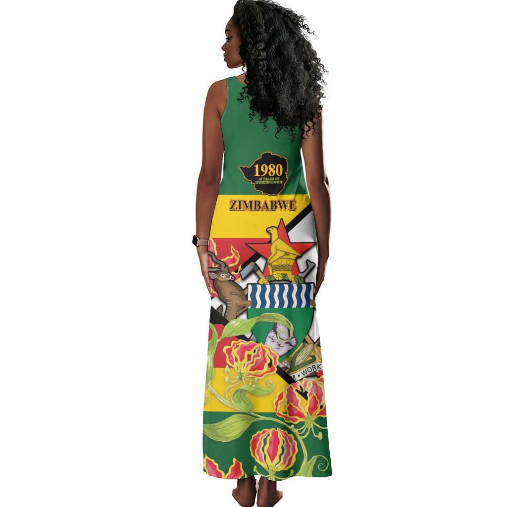Nyika yeZimbabwe Tank Maxi Dress Happy Independence Day - Flame Lily Flowers