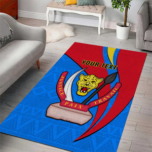 Personalised Democratic Republic of the Congo Independence Day Area Rug Coat Of Arms Happy 30 June