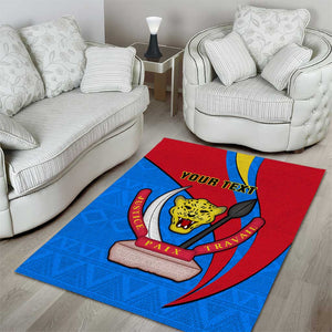 Personalised Democratic Republic of the Congo Independence Day Area Rug Coat Of Arms Happy 30 June