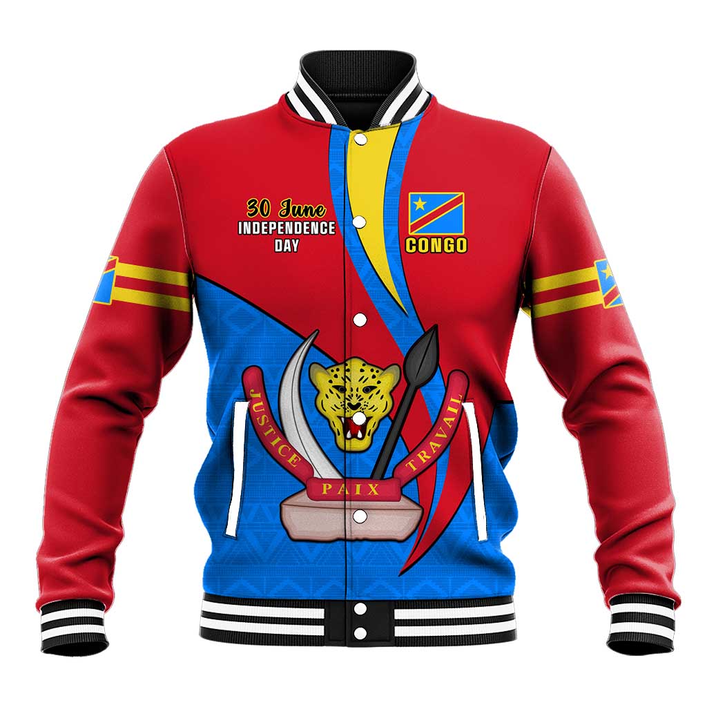 Personalised Democratic Republic of the Congo Independence Day Baseball Jacket Coat Of Arms Happy 30 June LT14