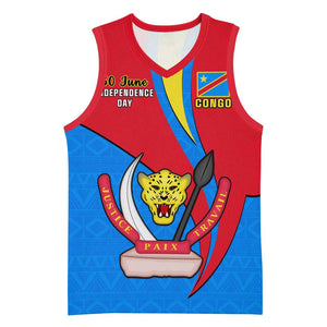 Personalised Democratic Republic of the Congo Independence Day Basketball Jersey Coat Of Arms Happy 30 June LT14