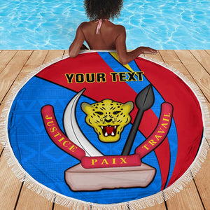 Personalised Democratic Republic of the Congo Independence Day Beach Blanket Coat Of Arms Happy 30 June