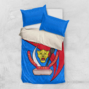 Personalised Democratic Republic of the Congo Independence Day Bedding Set Coat Of Arms Happy 30 June