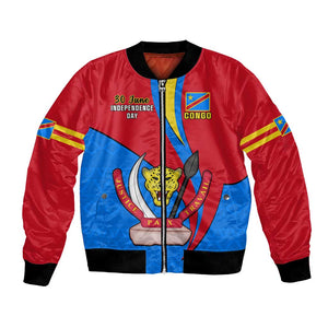 Personalised Democratic Republic of the Congo Independence Day Bomber Jacket Coat Of Arms Happy 30 June