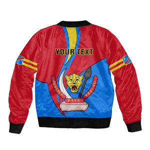 Personalised Democratic Republic of the Congo Independence Day Bomber Jacket Coat Of Arms Happy 30 June