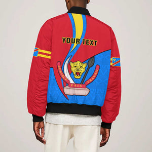 Personalised Democratic Republic of the Congo Independence Day Bomber Jacket Coat Of Arms Happy 30 June