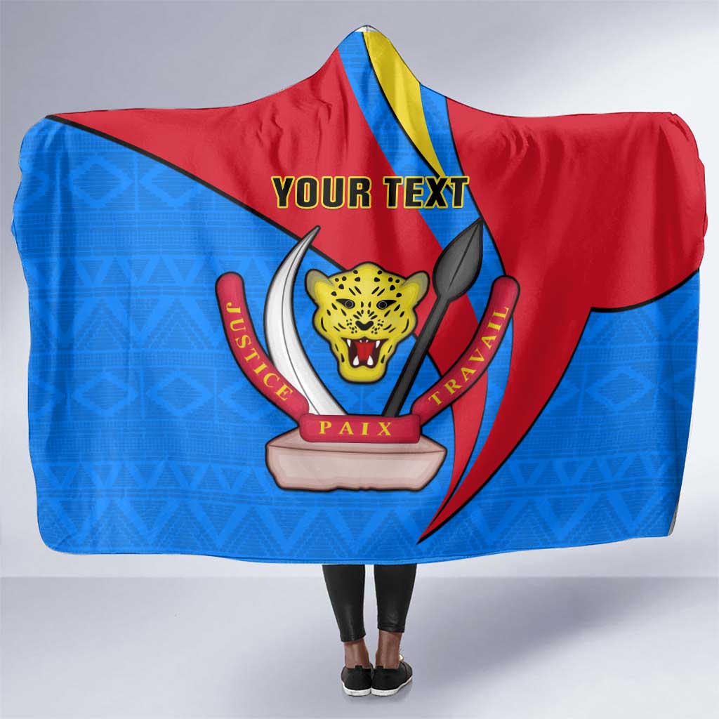 Personalised Democratic Republic of the Congo Independence Day Hooded Blanket Coat Of Arms Happy 30 June