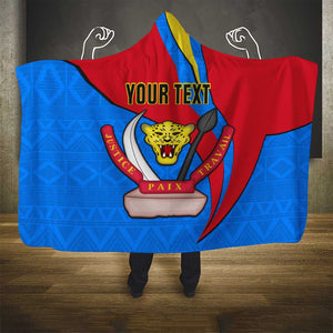 Personalised Democratic Republic of the Congo Independence Day Hooded Blanket Coat Of Arms Happy 30 June