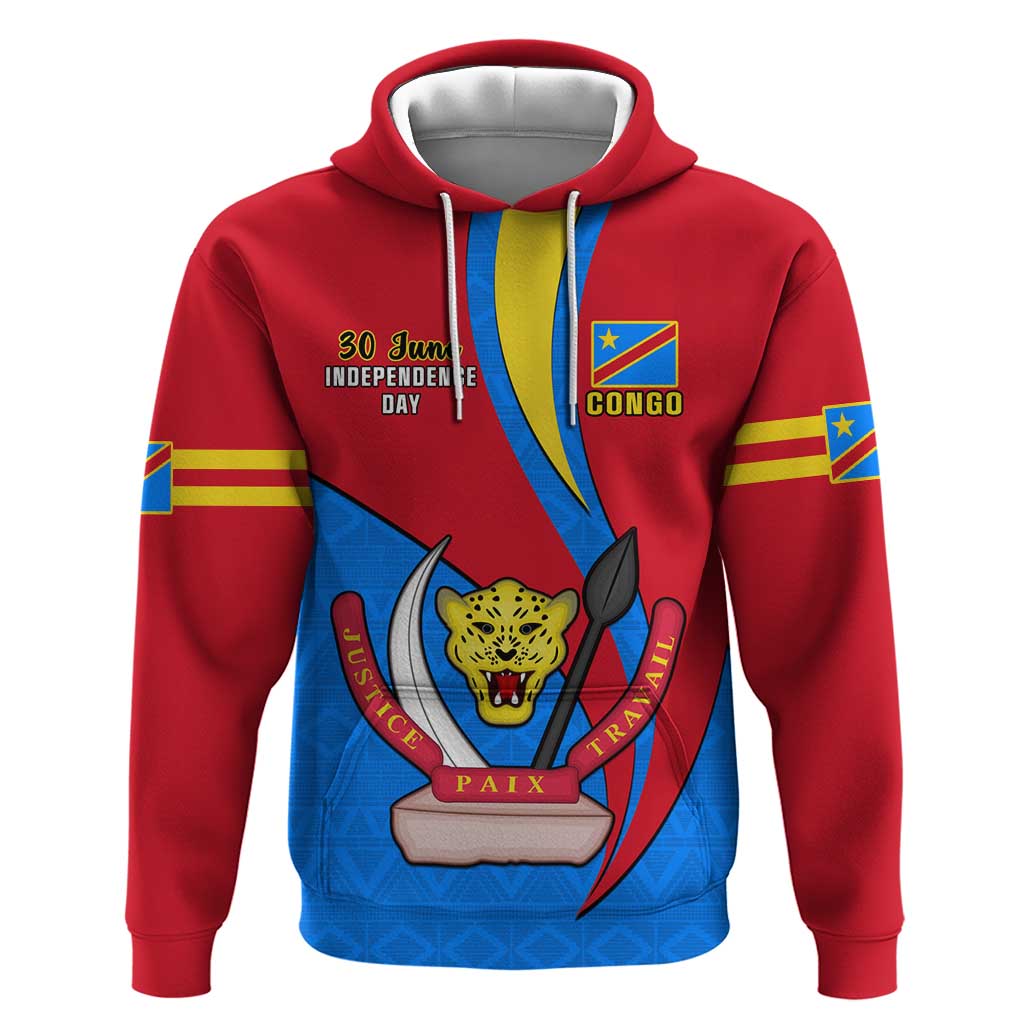 Personalised Democratic Republic of the Congo Independence Day Hoodie Coat Of Arms Happy 30 June