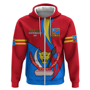 Personalised Democratic Republic of the Congo Independence Day Hoodie Coat Of Arms Happy 30 June