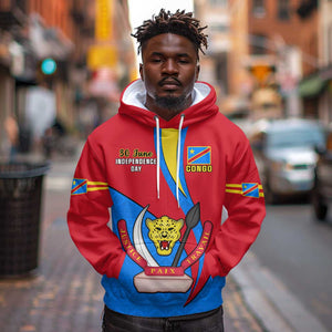 Personalised Democratic Republic of the Congo Independence Day Hoodie Coat Of Arms Happy 30 June