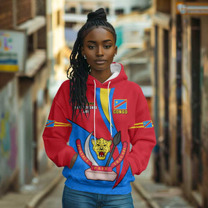 Personalised Democratic Republic of the Congo Independence Day Hoodie Coat Of Arms Happy 30 June