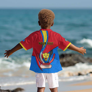 Personalised Democratic Republic of the Congo Independence Day Kid Hawaiian Shirt Coat Of Arms Happy 30 June