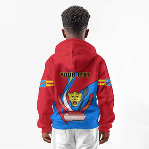 Personalised Democratic Republic of the Congo Independence Day Kid Hoodie Coat Of Arms Happy 30 June