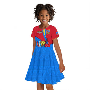 Personalised Democratic Republic of the Congo Independence Day Kid Short Sleeve Dress Coat Of Arms Happy 30 June