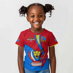 Personalised Democratic Republic of the Congo Independence Day Kid T shirt Coat Of Arms Happy 30 June