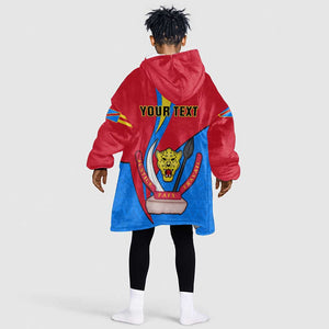 Personalised Democratic Republic of the Congo Independence Day KId Wearable Blanket Hoodie Coat Of Arms Happy 30 June