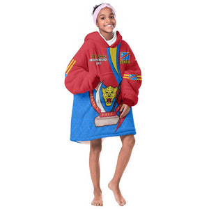 Personalised Democratic Republic of the Congo Independence Day KId Wearable Blanket Hoodie Coat Of Arms Happy 30 June