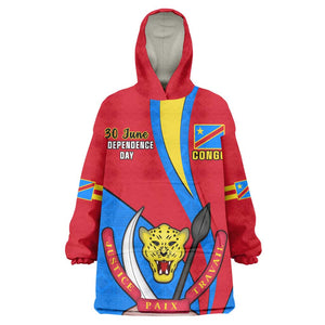 Personalised Democratic Republic of the Congo Independence Day KId Wearable Blanket Hoodie Coat Of Arms Happy 30 June